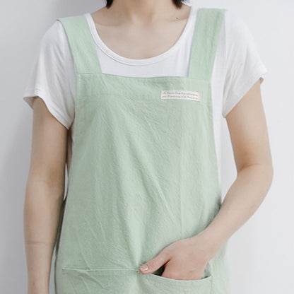 Simple Cotton Pure Color Cross-back Apron