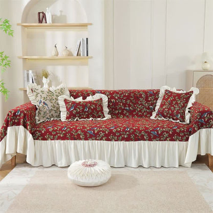 Rural Style Bird & Floral Soft Sofa Cover