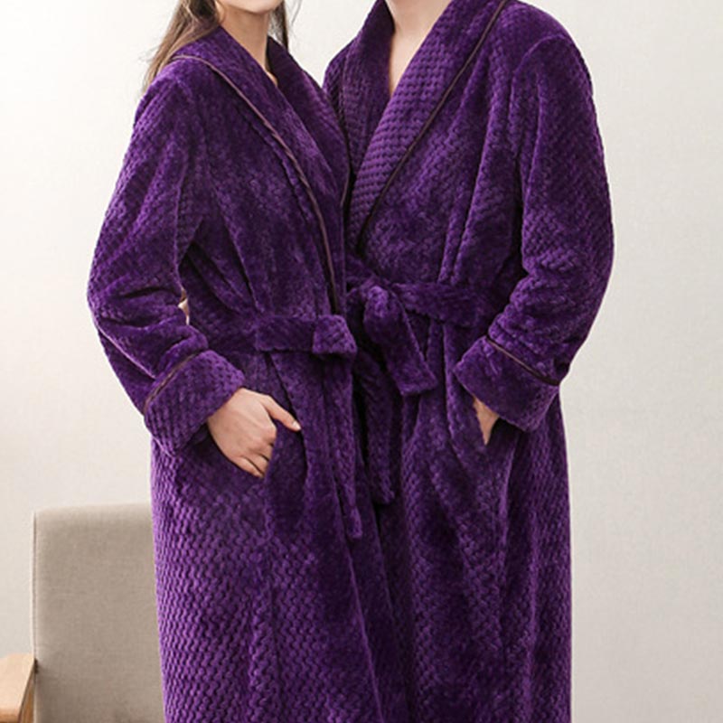 Ownkoti Puffy Fleece Pajama Long Bathrobe