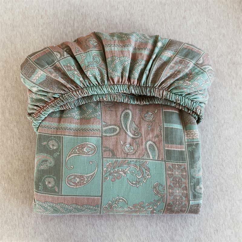 Vintage Paisley Cotton Gauze Fitted Sheet