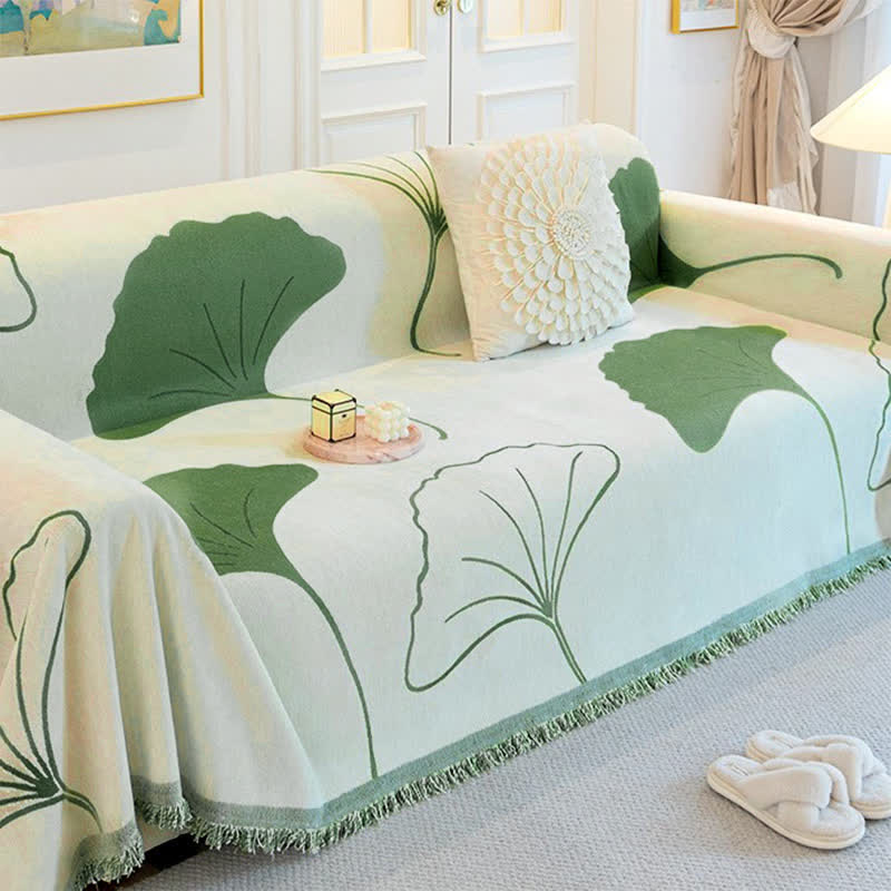 Pastoral Style Ginkgo Leaf Sofa Protector