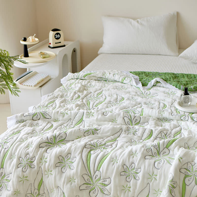 Bamboo Fiber Fresh Style Floral Quilt