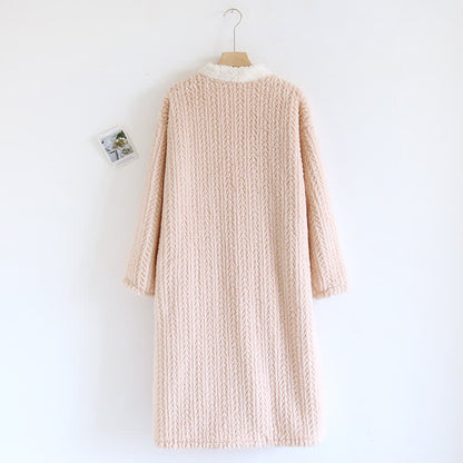 V-neck Wheat Ears Fleece Nightgown