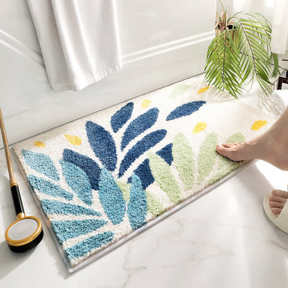 Ownkoti Leaf Pattern Soft Non-Slip Bathroom Rug