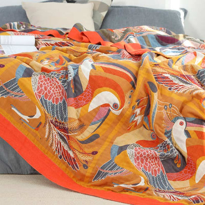 Toucan Bird Reversible Cotton Soft Quilt