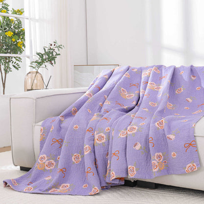 Bow-knot & Rose Cotton Gauze Quilt