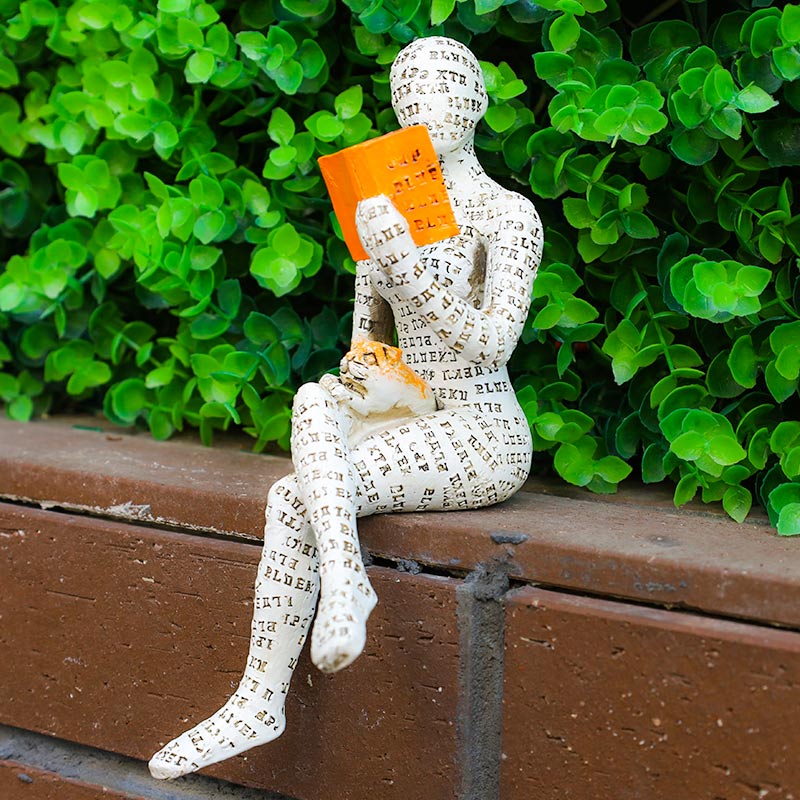 Reading Woman Thinker Statue Bookshelf Decoration