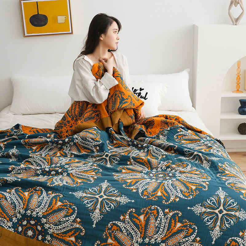 Flower Cotton Gauze Quilt Reversible Blanket - image 11