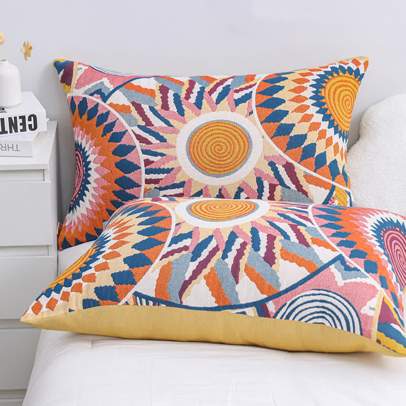 Ownkoti Nordic Sun Print Button Cotton Pillowcases (2PCS)