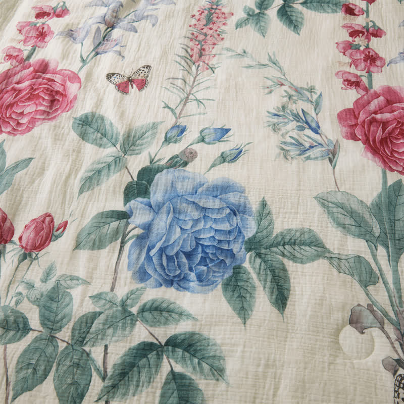 Cotton Gauze Luxurious Peony Soft Quilt