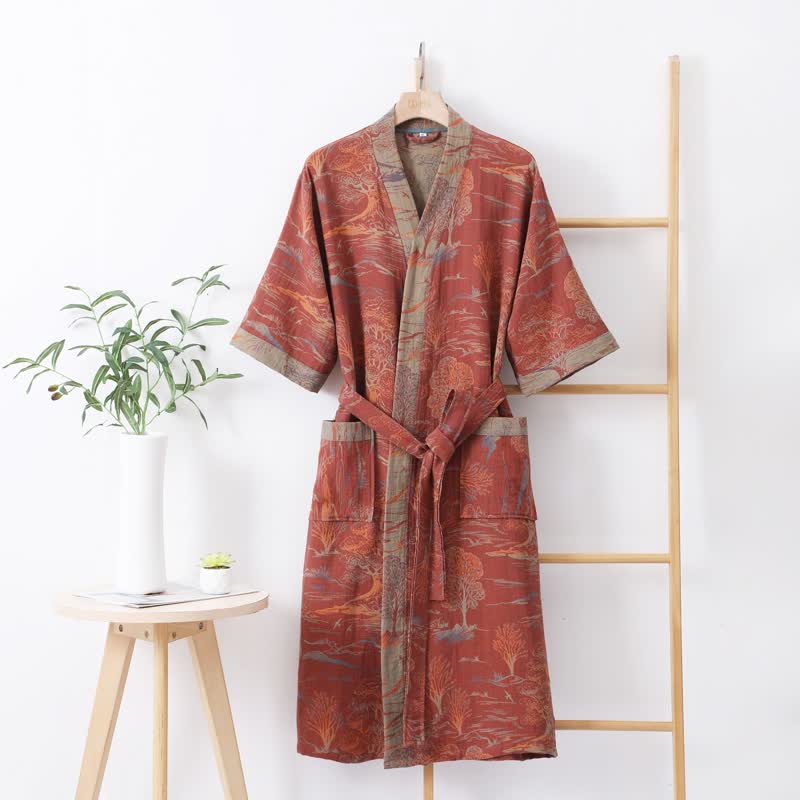 Cotton Gauze Natural Style Lightweight Robe