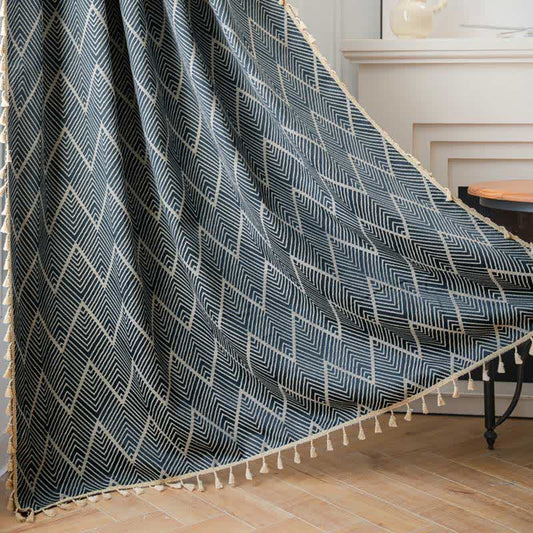 Rustic Retro Striped Wave Blackout Curtain