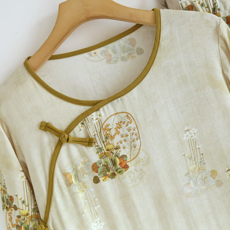 Retro Floral Bamboo Fiber Pajama Set - image 1