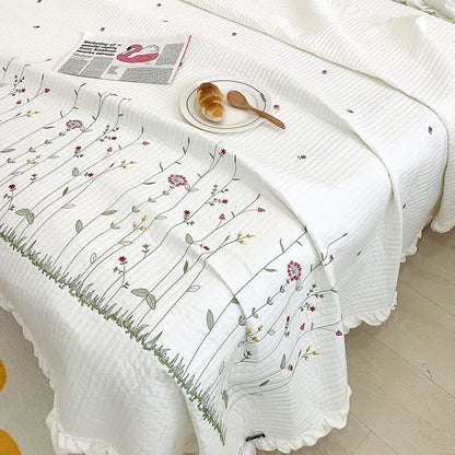 Luxurious Floral Soft Lightweight Ruffles Quilt