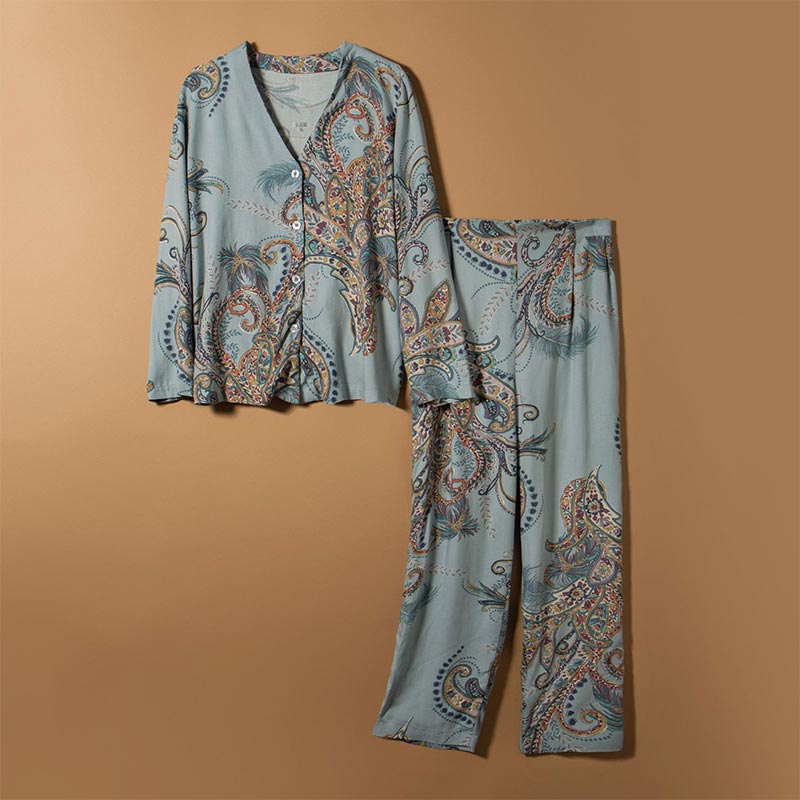 Blue Feather Breathable Loungewear Set