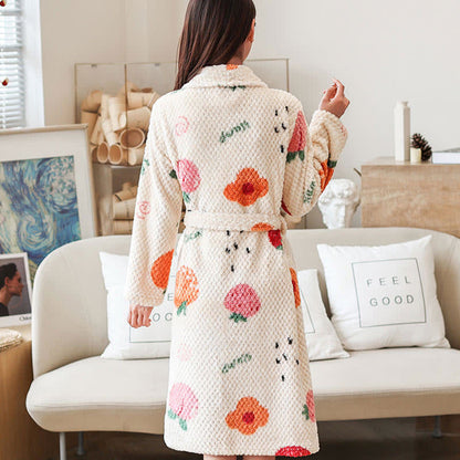 Ownkoti Fruit Print Breathable Bathrobe with Belt