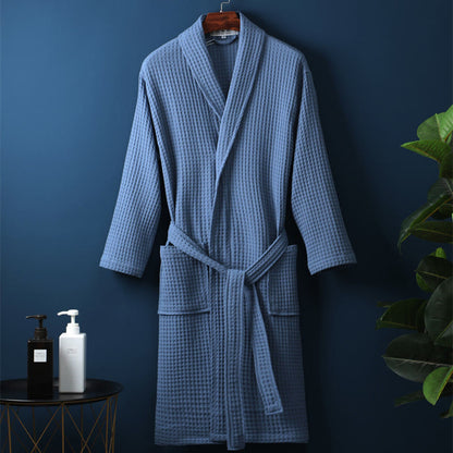 Simple Solid Color Cotton V-neck Bathrobe