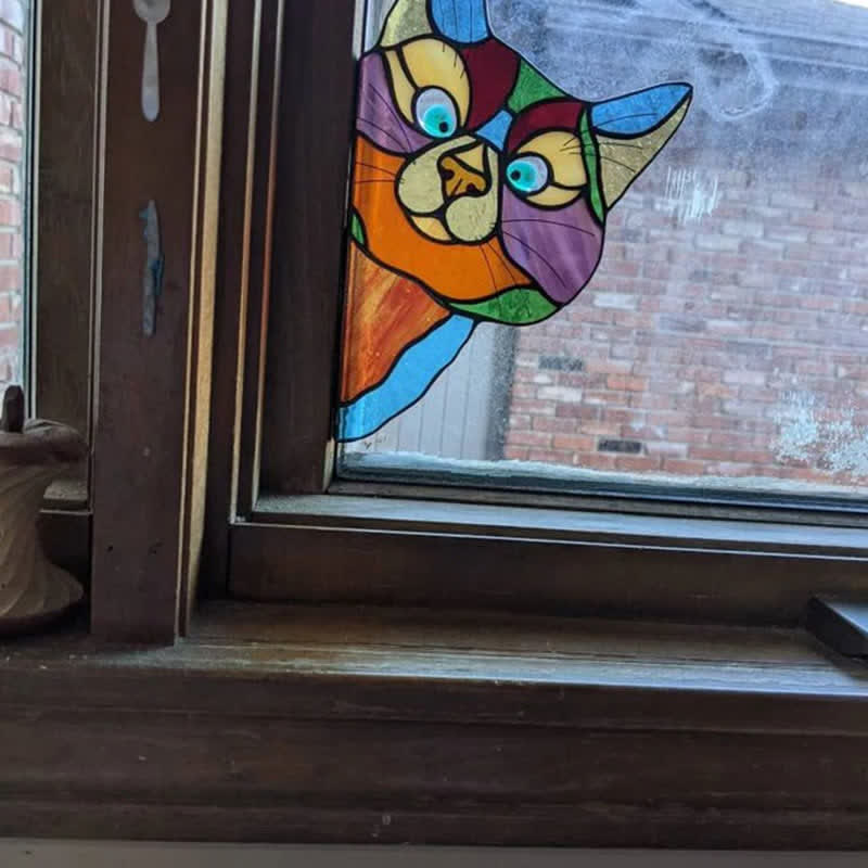 Ownkoti Stain Cat Suncatcher Window Ornament (Buy One Get One Free)