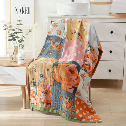 Ownkoti Rose Printed Plaid Towel Reversible Beach Towel Bath Towel