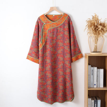 Jacquard Cotton Gauze Floral Nightgown