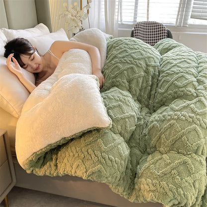 Jacquard Solid Color Comfy Fluffy Blanket