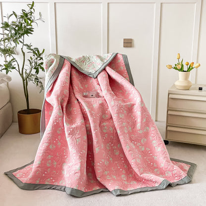 Cotton Gauze Floral Reversible Summer Quilt