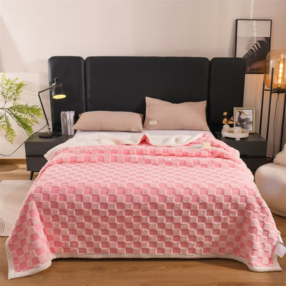 Fashion Checkerboard Thick Warm Throw Blanket