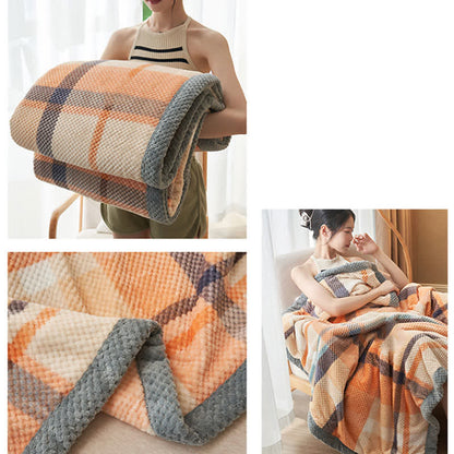 Plaid Warm Coral Fleece Throw Blanket