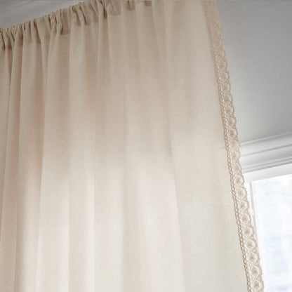 Cotton White Curtain Hollow-Out Drapes with Tassel