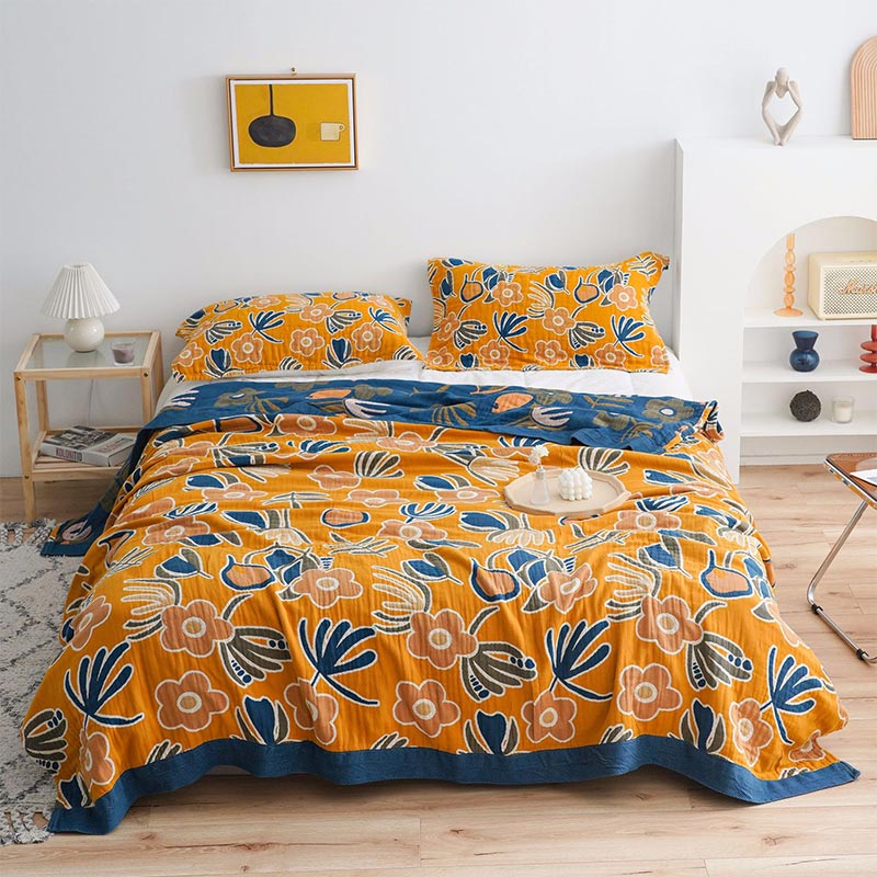 Ownkoti Bohemian Flower Print Double Side Quilt