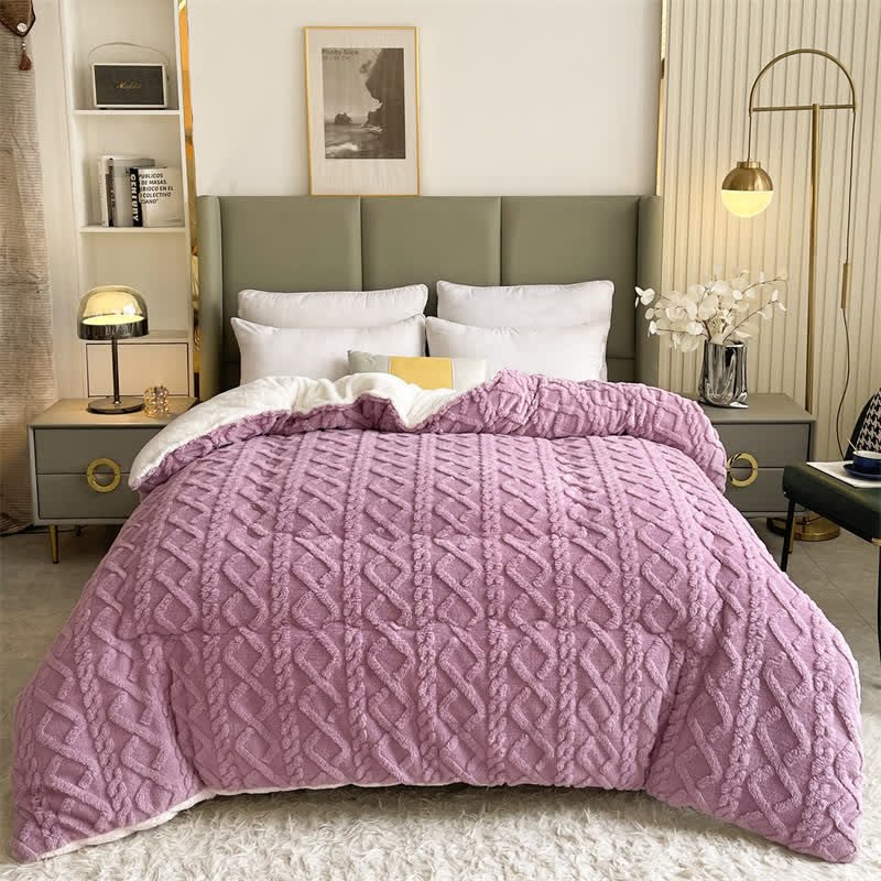 Jacquard Solid Color Comfy Fluffy Blanket