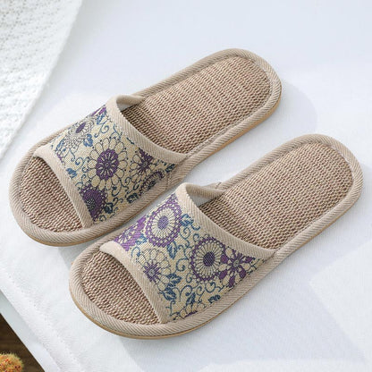 Casual Open Toe Breathable Flax Slippers