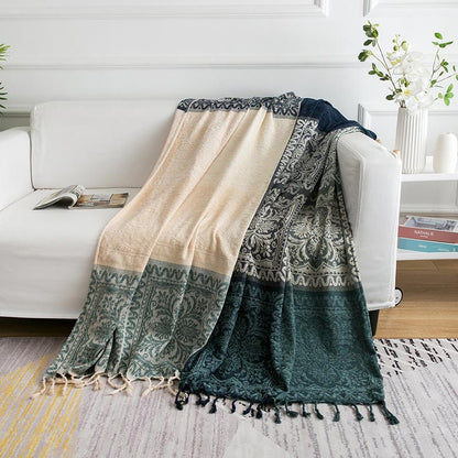 Ownkoti Bohemian Flower Tassel Knit Shawl Blanket