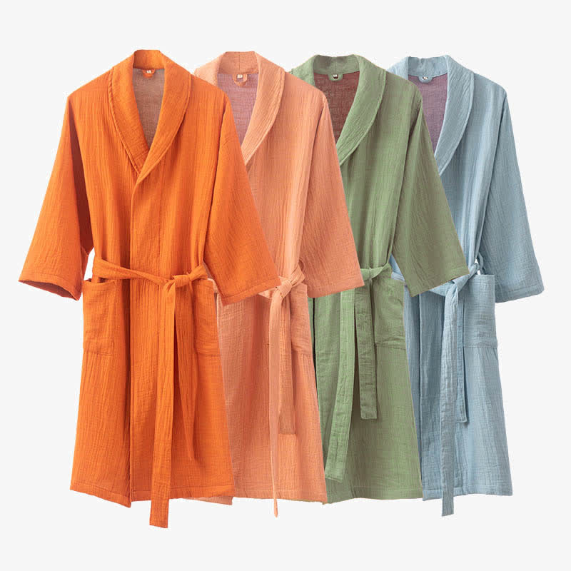 Yarn-dyed Double-layer Gauze Bathrobe Pajama