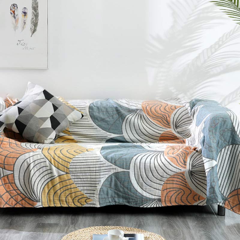 Shell Print Blanket Reversible Sofa Cover