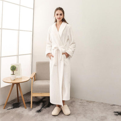 Ownkoti Puffy Fleece Pajama Long Bathrobe