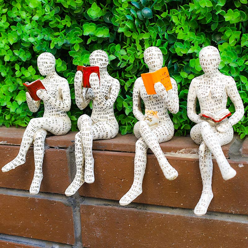 Reading Woman Thinker Statue Bookshelf Decoration - image 0