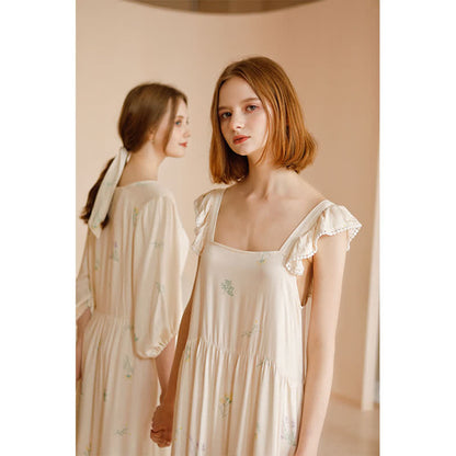 Cute Rural Style Comfy Satin Nightdress