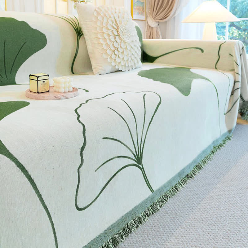 Pastoral Style Ginkgo Leaf Sofa Protector