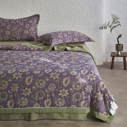 Jacquard Pure Cotton Gauze Floral Quilt