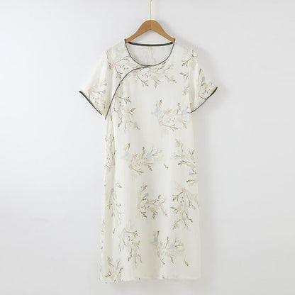 Bamboo Fiber Floral Short Sleeve Nightdress