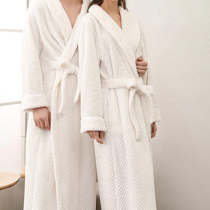 Ownkoti Puffy Fleece Pajama Long Bathrobe