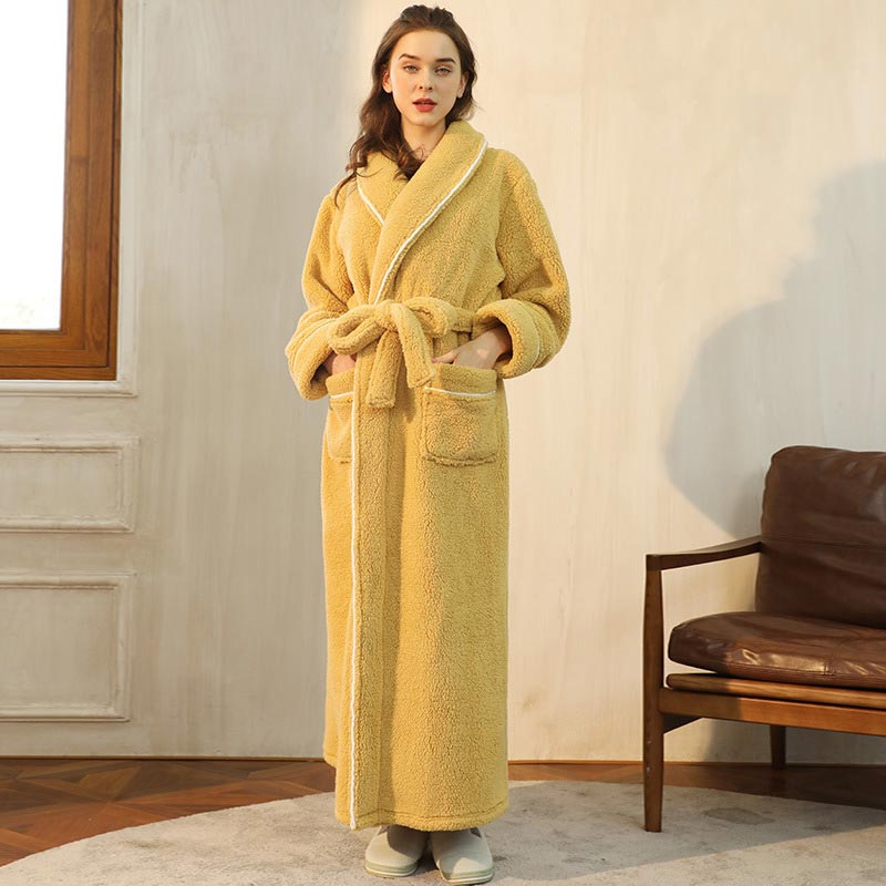 Ownkoti Comfy Fleece Pajama Long Bathrobe - Yellow - Women: XL - image 3