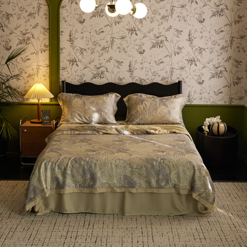 Luxurious Retro Leaf Lyocell Fiber Bedding