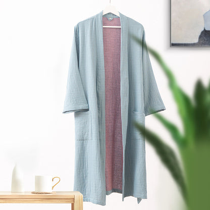 Yarn-dyed Double-layer Gauze Bathrobe Pajama