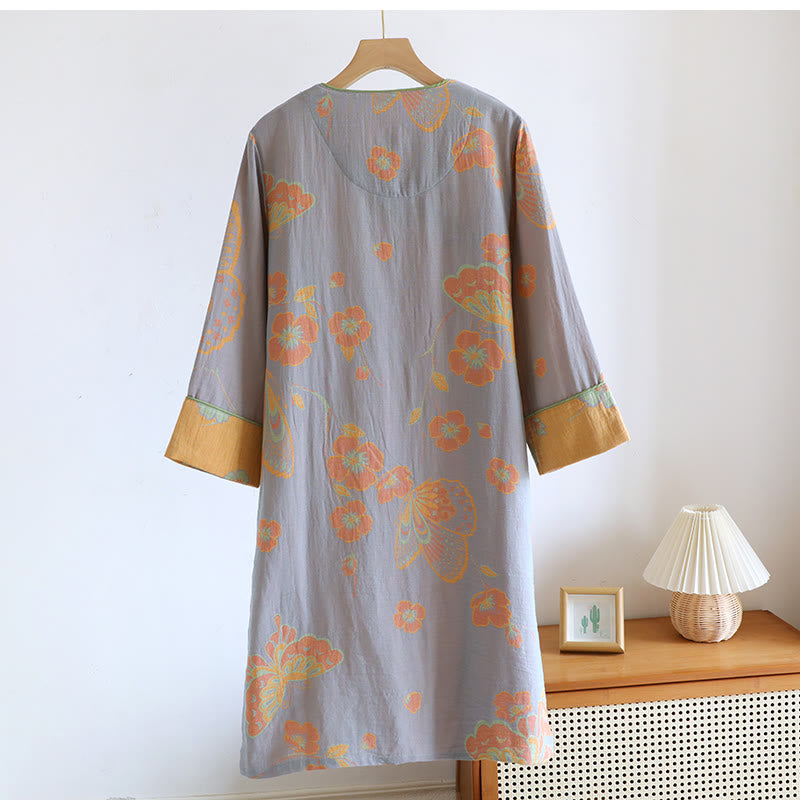 Pure Cotton Elegant Butterfly & Flower Nightdress