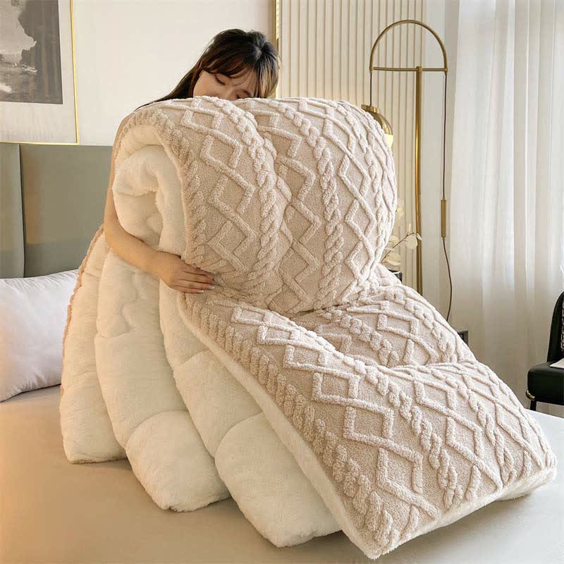 Jacquard Solid Color Comfy Fluffy Blanket