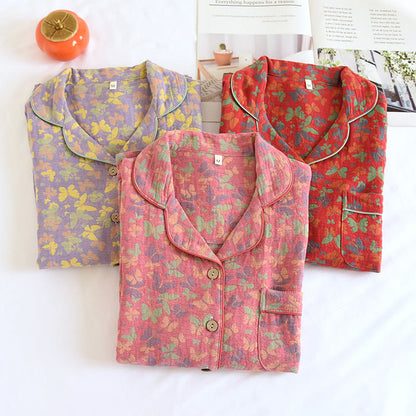 Lapel Butterfly Cotton Gauze Pajama Set