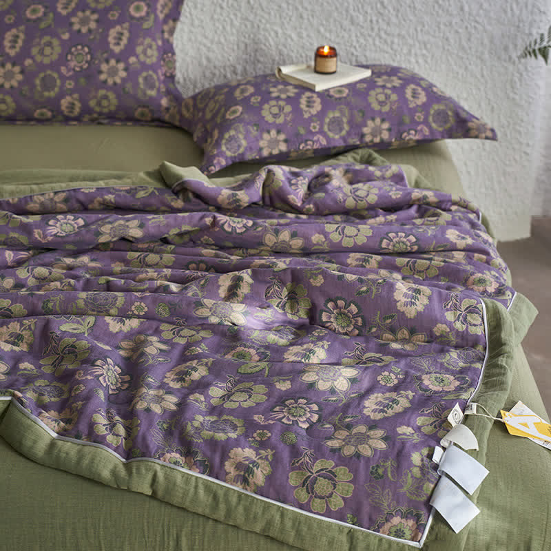 Jacquard Pure Cotton Gauze Floral Quilt