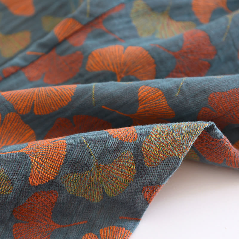 Ownkoti Ginkgo Leaf Button Cotton Loungewear Set - image 7